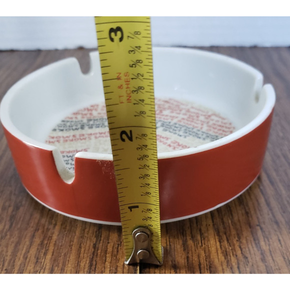 Vintage 1980's Smoking Red and White Smokes 5 Inch Ceramic 3 Slot Ashtray - Picture 7 of 7